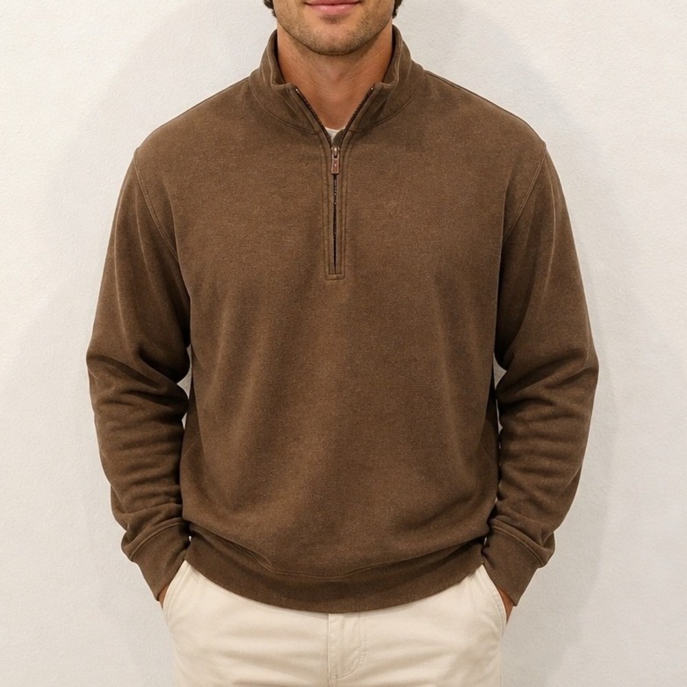 Peter Millar Quarter Zip Men XXL Brown Cotton Pullover Luxury Preppy Sweater
